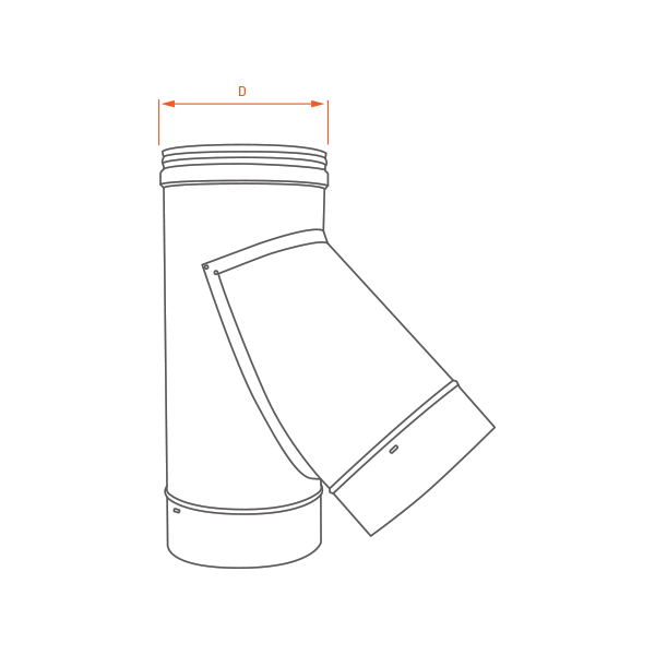 Té 45º para chaminé em Inox simples Preto / antracite - Imagem 3