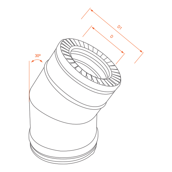 Curva 30º para chaminé em Inox parede dupla Preto / antracite - Imagem 2