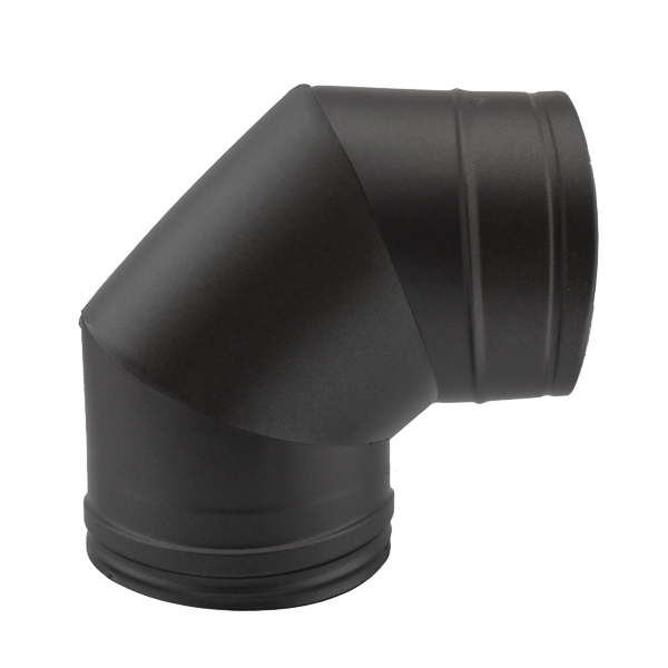 Curva 90º para chaminé em Inox parede dupla Preto / antracite