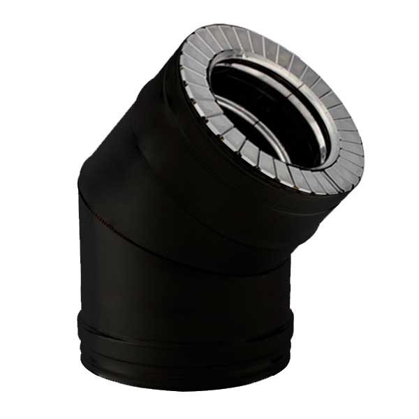 Curva 45º para chaminé em Inox parede dupla Preto / antracite
